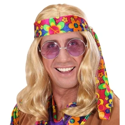 Afbeelding van WIDMANN Blonde hippie feestpruik voor volwassenen
