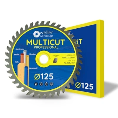 Afbeelding van WELLERWERKZEUGE MULTICUT zaagblad 125 mm voor hout, kunststof, non ferrometalen zoals aluminium, koper, messing, slijpschijf 40 tanden