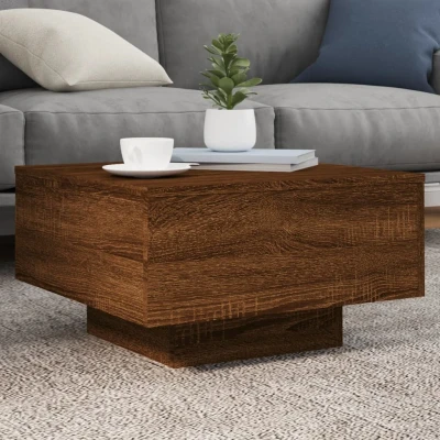 Afbeelding van Salontafel met LED verlichting 55x55x31 cm bruineikenkleurig