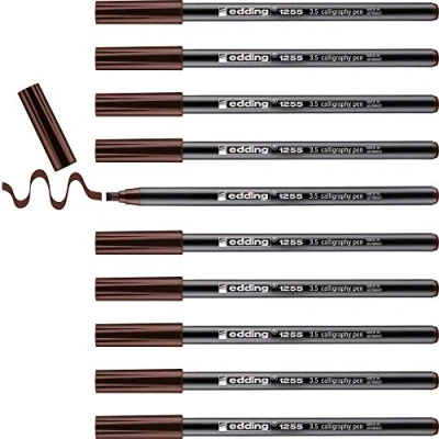 Afbeelding van edding 1255 kalligrafiemarker donkerbruin 10 pennen 3,5 mm kalligrafie punt marker voor papier, hout, terracotta, canvas beginners, belettering, bullet journals, wenskaarten, agenda&#039;s