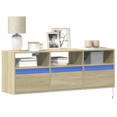 Afbeelding van vidaXL Tv wandmeubel met LED verlichting 130x31x45 cm sonoma eiken