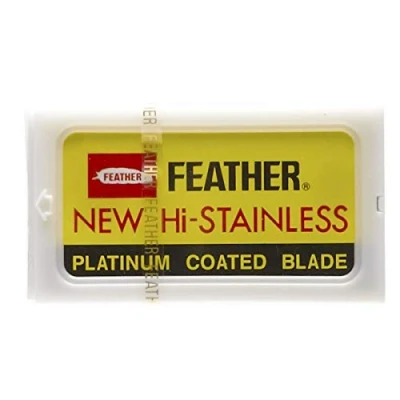 Afbeelding van Shaving Factory Feather roestvrij staal dubbele snijdende veiligheidsscheermesjes, verpakking van 1 stuk (1 x 10 stuks)