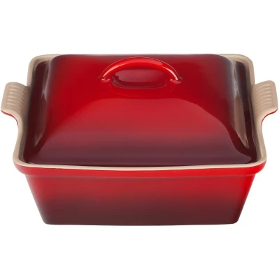 Afbeelding van Le Creuset Ovenschaal Vierkant Met Deksel Kersenrood 23 cm