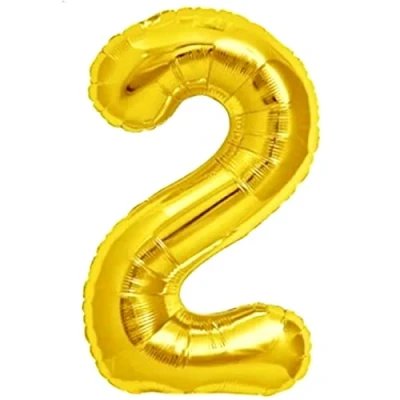 Afbeelding van Ballon voor de 2e verjaardag, Cijfer 2, zilver, metallic, XXL, reuze, 100 cm, verjaardagsdecoratie Lucht of helium