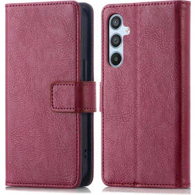 Afbeelding van iMoshion Hoesje Geschikt voor Samsung Galaxy A14 (5G) / (4G) Met Pasjeshouder Luxe Bookcase donkerrood