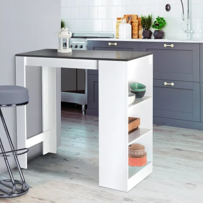Image de Table de bar BARTH 2 à 4 personnes bois blanc plateau gris