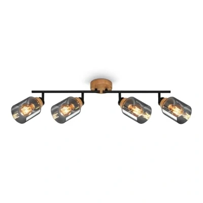 Afbeelding van BRILONER HEMA Spot, met hout, rookglas, 4x E27 max. 10W