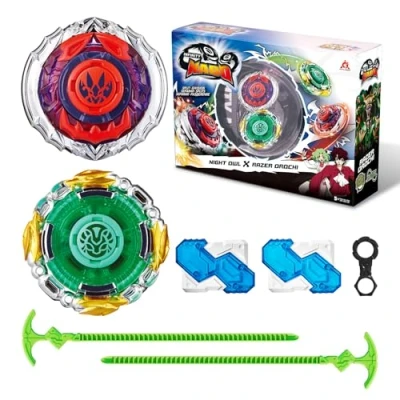Afbeelding van Infinity Nado Metalen tol voor kinderen, jongens vanaf 5 jaar, gevechtstol, werper, speelgoed jongens, Split serie, Night Owl Razer Orochi