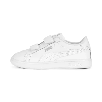 Image de PUMA Smash 3.0 Leather V Sneakers Kids, Chaussures, Blanc/Cool Light Gris, 31.5