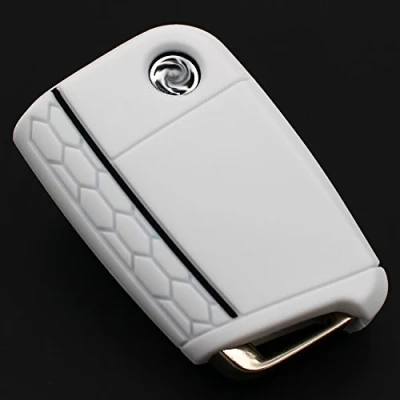 Afbeelding van CYK www. CoverYourKey .de VB Beschermhoes voor autosleutels met 3 knoppen (wit zwart)