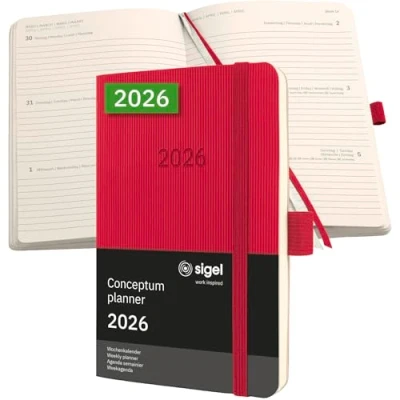 Afbeelding van SIGEL C2635 Weekalender Conceptum 2026, ca. A6, rood