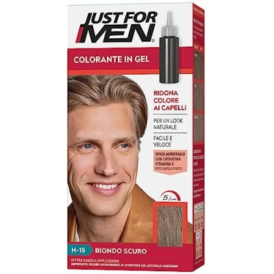 Afbeelding van Just For Men Gelkleurstof, semi permanente kleur voor mannenhaar, zonder ammoniak, met keratine en vitamine E, donkerblond, H15