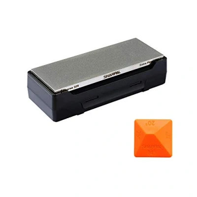 Afbeelding van SHARPAL 162N Diamantslijpsteen met opbergdoos, dubbele korrel, grof/extra fijn, diamantmessenslijper antislip basis en hoekgeleiding (20,3 cm x 7,6 cm)