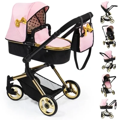 Afbeelding van Bayer Combi Poppenwagen Neo Vario Zwart Roze Goud (18490AA)