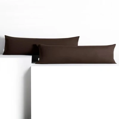 Afbeelding van DecoKing 2 kussenslopen 20 x 145 cm, jerseykatoen, rits, barnsteenbruin