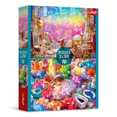 Afbeelding van Trefl 2 in 1 puzzel: Kosmos en kristallen x 500 stukjes Set van twee puzzels, doe het zelf, creatief entertainment, voor volwassenen kinderen vanaf 10 jaar