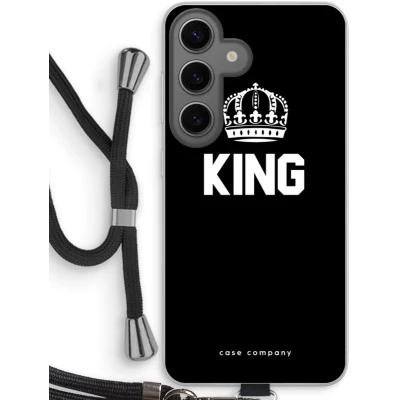 Afbeelding van Case Company® hoesje met Koord geschikt voor Samsung Galaxy S24 King Zwart Telefoonhoesje Bescherming aan alle Kanten en Over de Schermrand