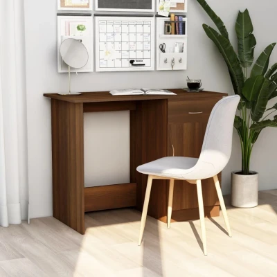 Afbeelding van Bureau 100x50x76 cm bewerkt hout bruin eikenkleur