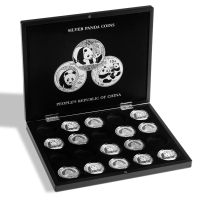 Afbeelding van Leuchtturm Leuchtturm, Presentatie cassette, Volterra Uno voor Munten Panda Coins, 1 oz Silver in capsules (20 st.) Zwart afm: 305x245x30 mm.