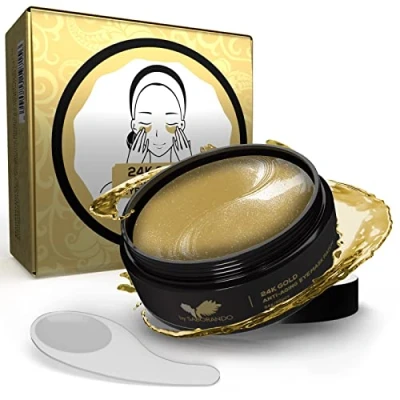 Afbeelding van Korean Skincare by Saborando 60 stuks gouden oogpads tegen donkere kringen en rimpels, collageen hyaluronic gezichtsverzorging, anti aging voor wallen onder de ogen, oogverzorging