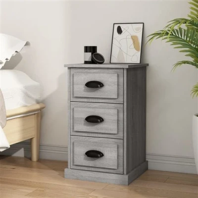 Afbeelding van vidaXL Nachtkastje 39x39x67 cm bewerkt hout grijs sonoma eikenkleurig