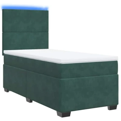 Afbeelding van vidaXL Boxspring met matras fluweel donkergroen 80x200 cm