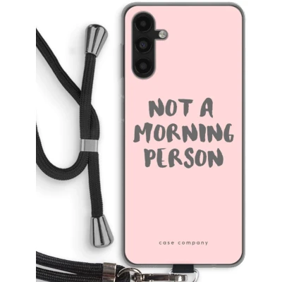 Afbeelding van Case Company® hoesje met Koord geschikt voor Samsung Galaxy A04s Morning person Telefoonhoesje Zwart Bescherming aan alle Kanten en Over de Schermrand