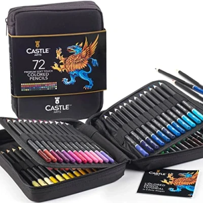 Afbeelding van Castle Art Supplies 72 delige kleurpotlodenset in een etui met rits voor het veilig opbergen van uw kleurpotloden