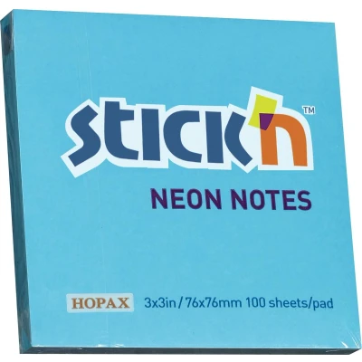 Afbeelding van Stick&#039;n sticky notes 76x76mm, neon blauw, 100 memoblaadjes