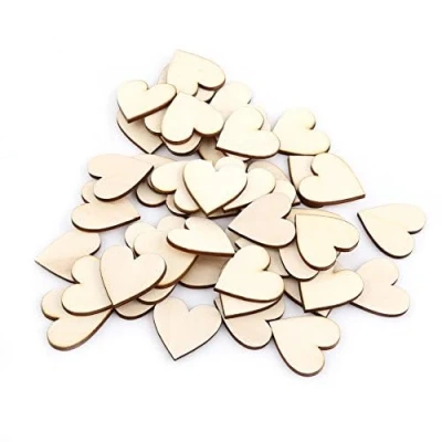 Afbeelding van 50 stuks decoratieve onbehandelde houten hart decoraties voor bruiloften borden kunst handwerk kaarten maken of decoratie, 30 mm