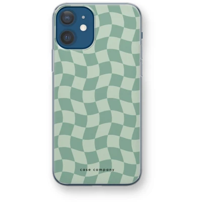 Afbeelding van Case Company® hoesje geschikt voor iPhone 12 mini Grid Groen Soft Cover Telefoonhoesje Bescherming aan alle Kanten en Schermrand