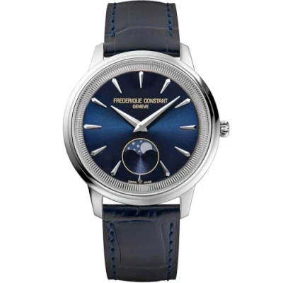 Afbeelding van Frédérique Constant Moneta Moonphase FC 206N3S6 Horloge Leer Blauw Ø 37 mm