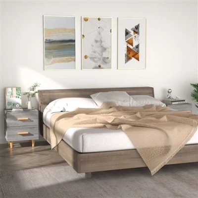 Afbeelding van vidaXL Nachtkastjes 2 st 40x35x47,5 cm grijs sonoma eikenkleurig
