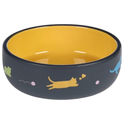 Afbeelding van Flamingo Keramische Voer/Waterbak Rani Geel Kattenvoerbak 13.5x4.5 cm