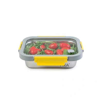Afbeelding van Pika 820ml roestvrijstalen voedseldoos en deksel van gehard glas Luchtdicht licht Geschikt voor magnetron, oven, vriezer MetalShock