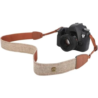 Afbeelding van MoKo Riem voor camera, nekriem van gevlochten katoenen canvas met verstelbare schouderriem, alle DSLR Canon, Fuji, Nikon, Olympus, Pentax, Sony digitale camera&#039;s, kaki