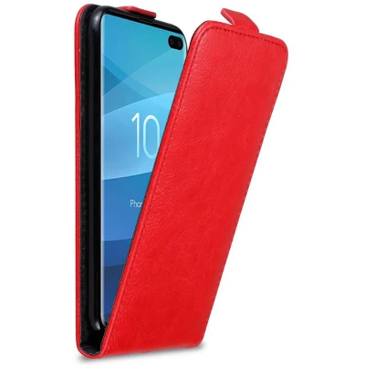 Afbeelding van Cadorabo Hoesje geschikt voor Samsung Galaxy S10 PLUS in APPEL ROOD Beschermhoes flip design Case Cover met magnetische sluiting
