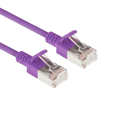 Afbeelding van ACT Paarse 5 meter LSZH U/FTP CAT6A datacenter slimline patchkabel snagless met RJ45 connectoren (U/FTP, CAT6a, 5 m), Netwerkkabel