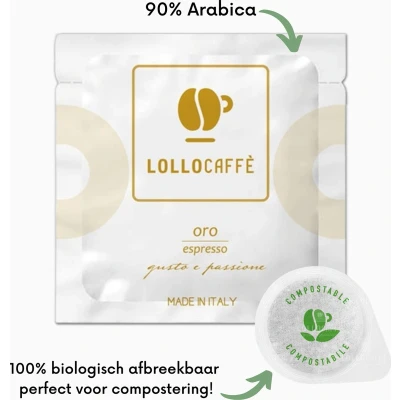 Afbeelding van Lollo Caffè &quot;Oro&quot; Arabica koffie ESE Koffiepads 150 stuks Napolitaanse gebrande