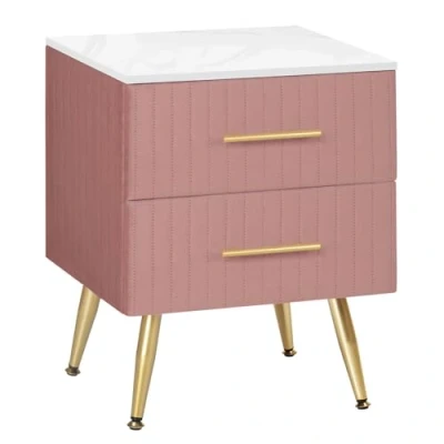 Afbeelding van WOLTU Nachtkastje met 2 laden van fluweel, nachtkastje, meubels voor slaapkamer, woonkamer, MDF, eenvoudige installatie, 40,5 x 41 51 cm, roze TS134rs