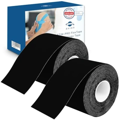 Afbeelding van Axion Kinesiologie sporttape 2 delige set Zwart Huidvriendelijk Elastisch Herstel Waterdicht