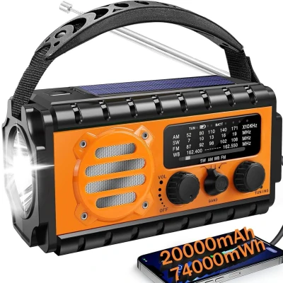 Afbeelding van XSY 350 Noodradio 20000mAh PowerBank Zonnepaneel Leeslamp Oranje