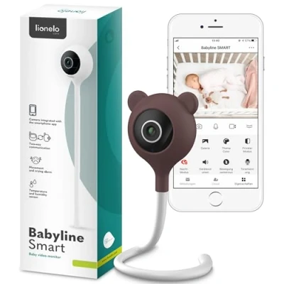 Image de Lionelo Babyline Smart Babyphone Caméra WiFi, Détection Mouvement &amp; Son, Vision Nocturne, Application Mobile, Température Humidité, Audio Bidirectionnel, Surveillance Bébé Intelligente