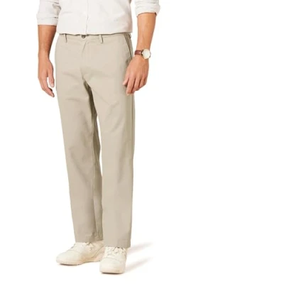 Image de Amazon Essentials Pantalon chino infroissable à devant plat pour homme (disponible en grande taille large), marron kaki, 91,4 x cm (l L)