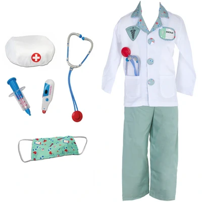 Afbeelding van Den Goda Fen Verkleedkledij Dokter Jas, broek en accessoires Multi Maat 5 6 jaar