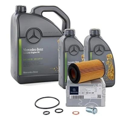 Afbeelding van Originele Mercedes Benz motorolie 5W30 MB 229.51, 7 L, oliefilter 6511800109