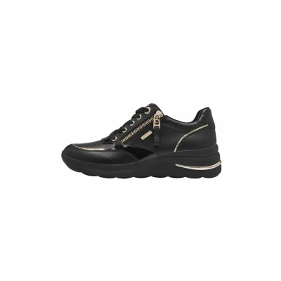 Afbeelding van Tamaris Comfort Sneakers laag, Dames, Maat: 37, Black Leer en imitatieleer