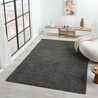 Afbeelding van VIMODA Prime Poils Long Shaggy tapijt, hoogpolig, velours, moderne tapijten voor woonkamer, slaapkamer, eenkleurig, nougat bruin, lichtbruin, antraciet, 100 x 200 cm
