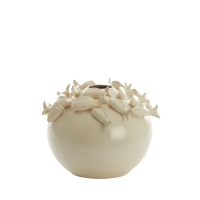 Afbeelding van Light &amp; Living Vaas FISH Ø41.5x32cm Wit