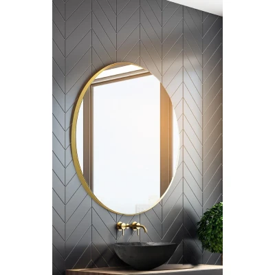 Afbeelding van LoooX Mirror Gold Line Round ronde spiegel 100cm mat goud